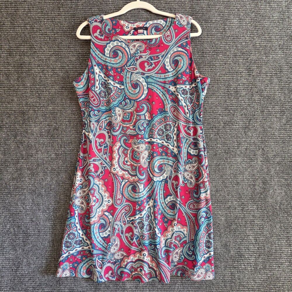 Tommy Hilfiger Dress Womens 14 Red Cyan Paisley Sleeveless